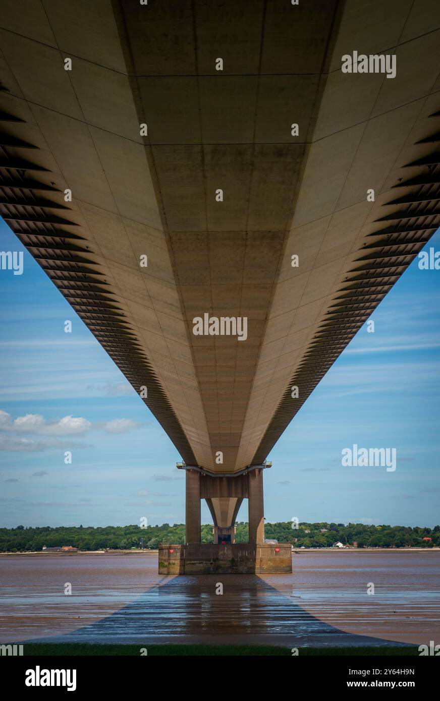Blick von der Humber Bridge in der Nähe von Barton upon Humber, North Lincolnshire, Großbritannien Stockfoto