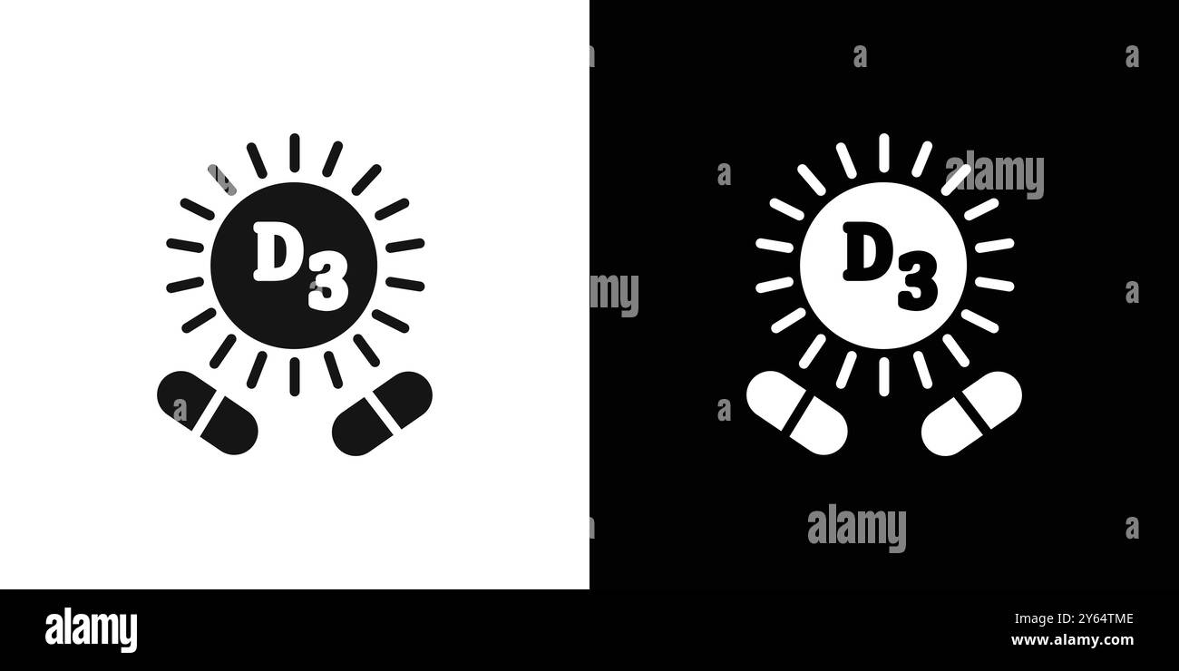 Vitamin D3 Symbol lineares Vektorgrafik Zeichen oder Symbolsatz für Web-App-ui Stock Vektor