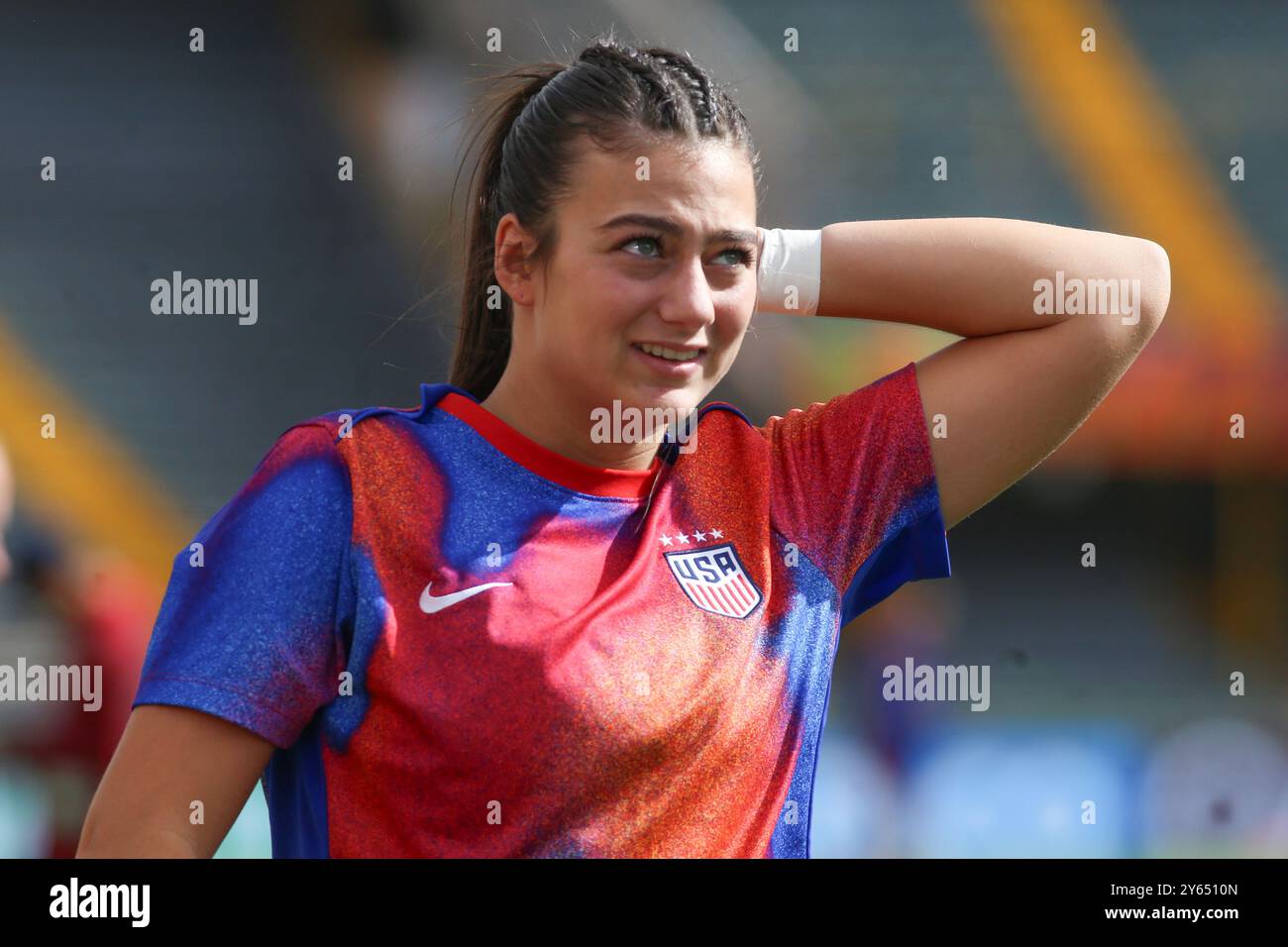 Addison Claire Halpern de Estados Unidos entrenan en el mundial femenino sub 20 FIFA, en Bogota, Kolumbien Stockfoto