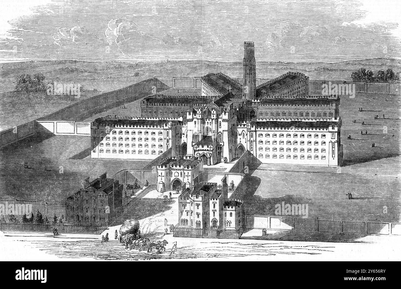 Das New City Prison in Holloway wurde am 6 . Oktober 1852 für männliche und weibliche Gefangene eröffnet , London , England . 5. Februar 1853 Stockfoto