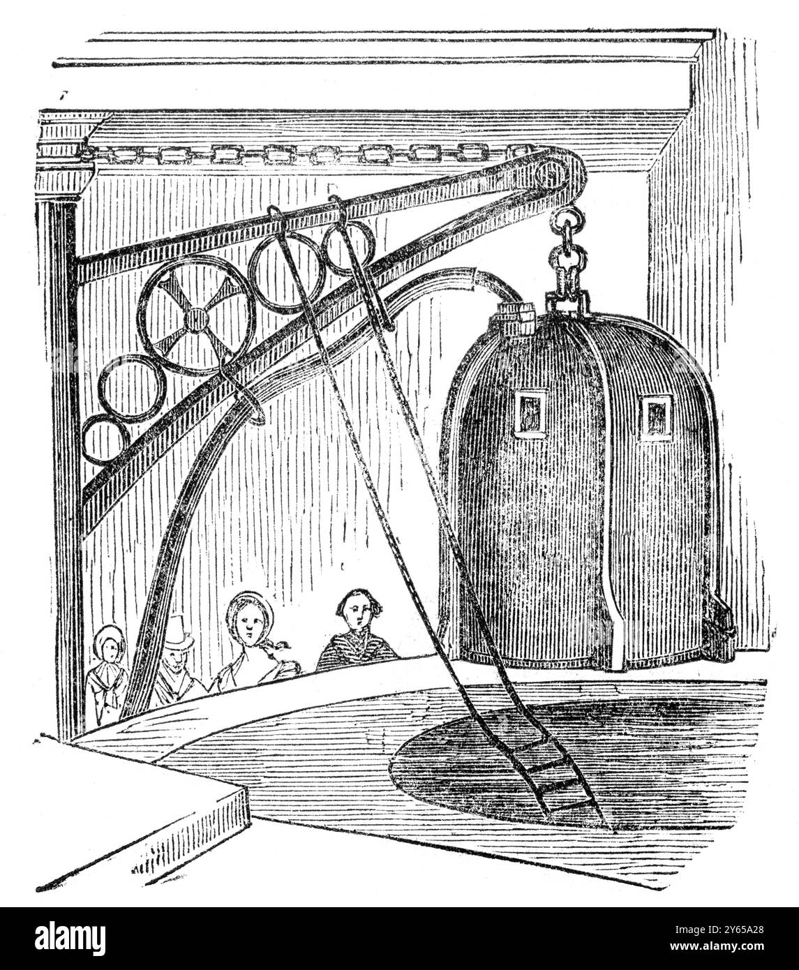 Dr. Payerns Tauchglocke wurde am 11. Juni 1842 an der Polytechnischen Institution getestet Stockfoto