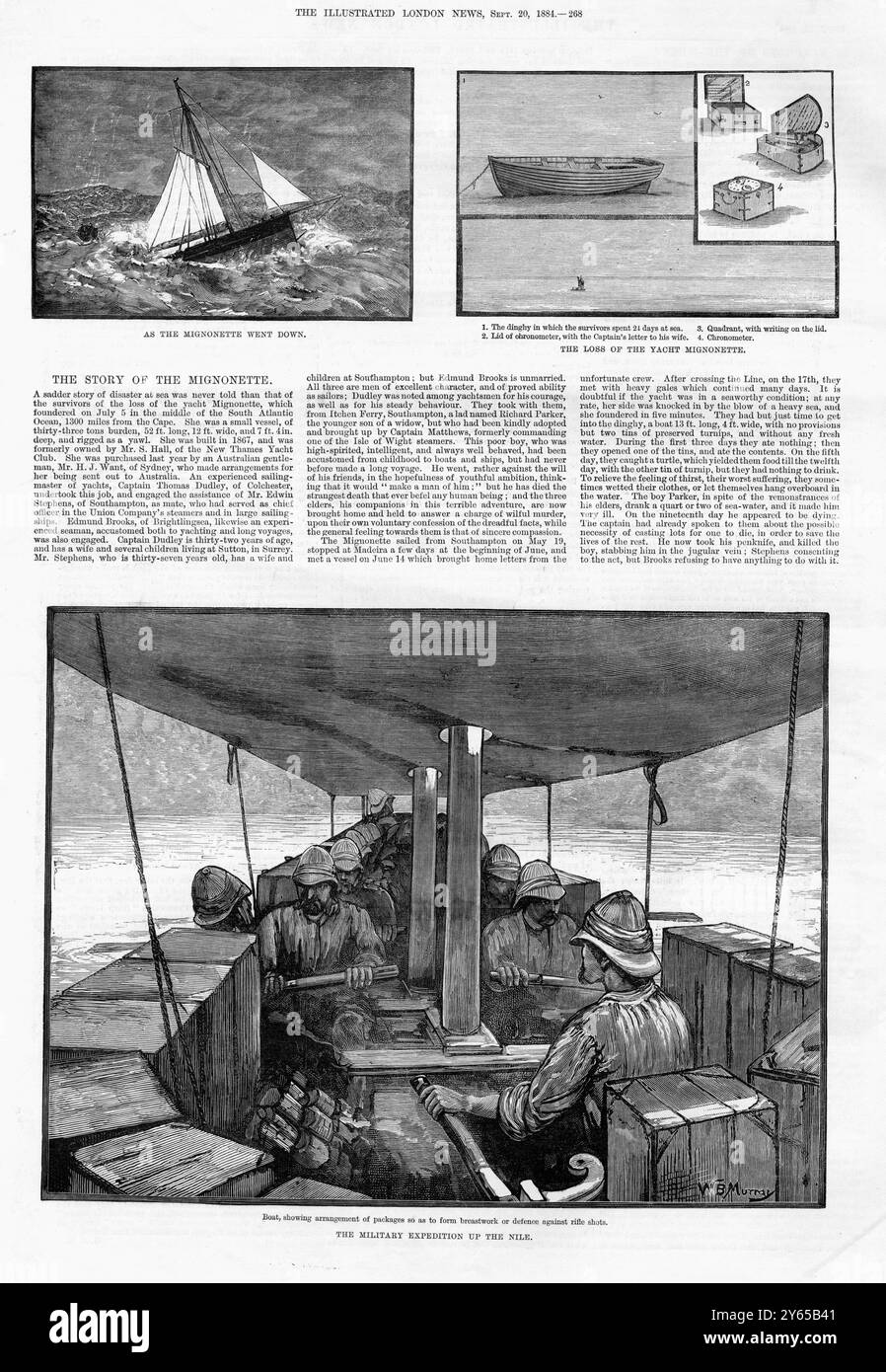 Die Szene, als die Yacht die Mignonette unterging. 20. September 1884 nach Skizzen von Edwin Stephens, dem Mate Stockfoto