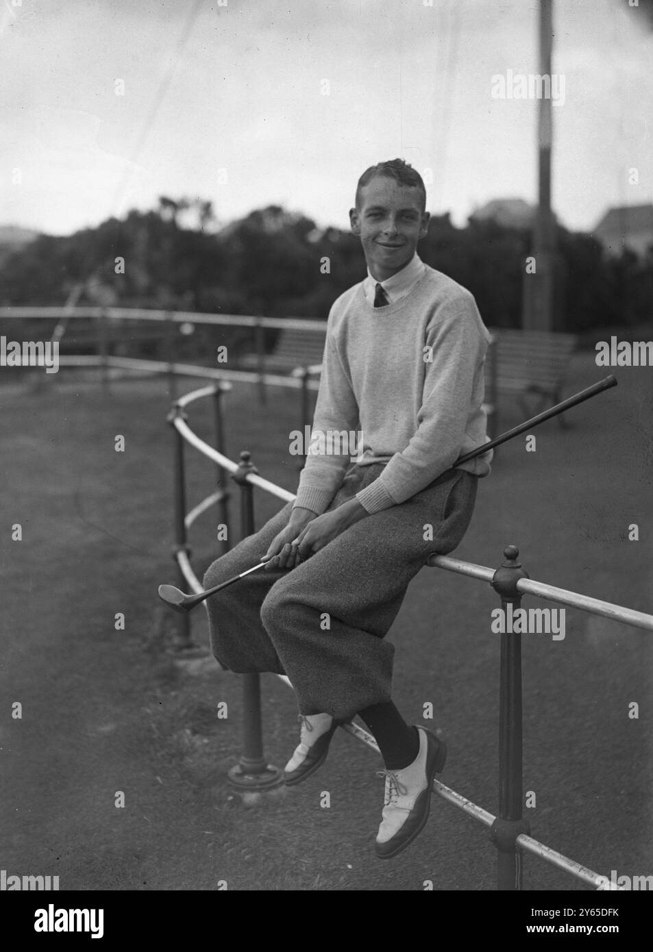 Junge Amateurgolfmeisterschaft in Moortown , Leeds L A Hardie ( Glasgow High School ) . Der Kapitän des schottischen Jungen 1934 Stockfoto