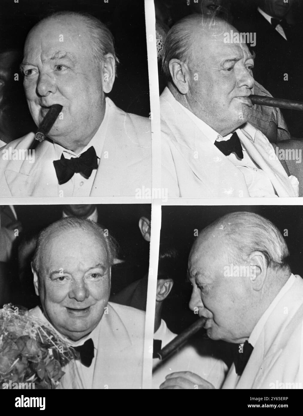 Churchillian Stimmungen in Venedig vier Bilder von Herrn Winston Churchill, die er in den Nachtclubs in Venedig gemacht hat , wo er im Urlaub war . September 1951 Stockfoto