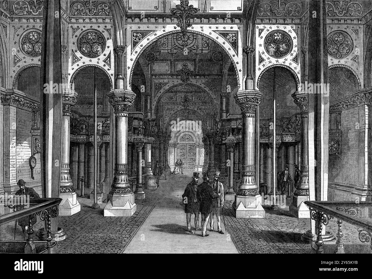 Innenansicht der Abbey Mills Pumping Station in West Ham , nahe Stratford at the Bow , die vom Vorsitzenden des Metropolitan Board of Works , Sir John Thwaites , London , England , eröffnet wurde . August 1868 Stockfoto
