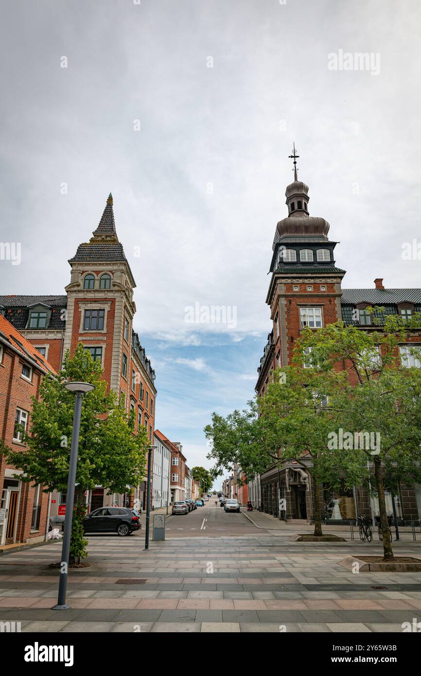 Die Stadt fredericia in der dänischen Einkaufsstraße Stockfoto