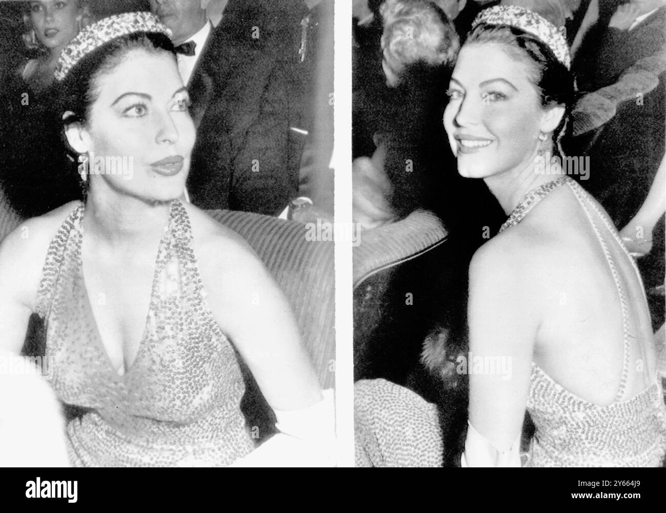 Ava Gardner nahm an der Premiere ihres neuen Films „ Contessa Barefoot “ Teil. November 1954 Stockfoto