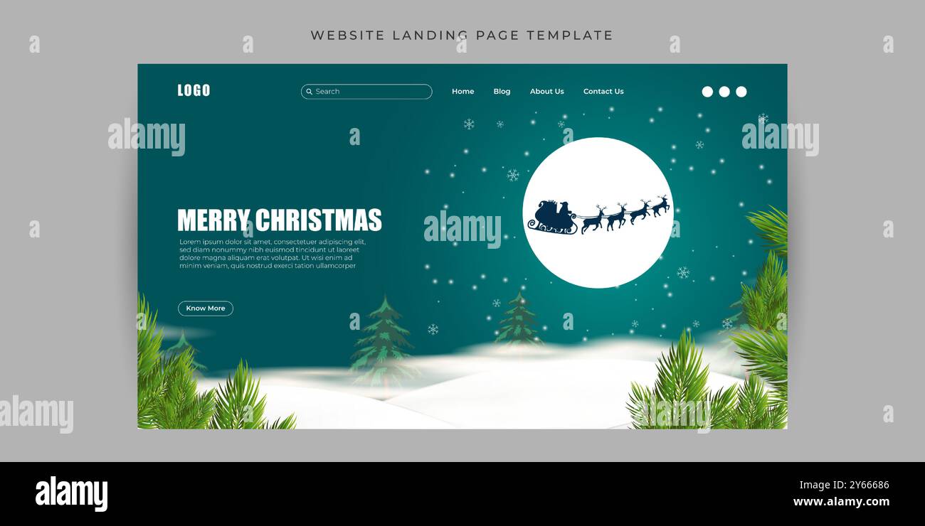 Vektor-Illustration der Landing-Page-Banner-Vorlage der Merry Christmas-Website Stock Vektor
