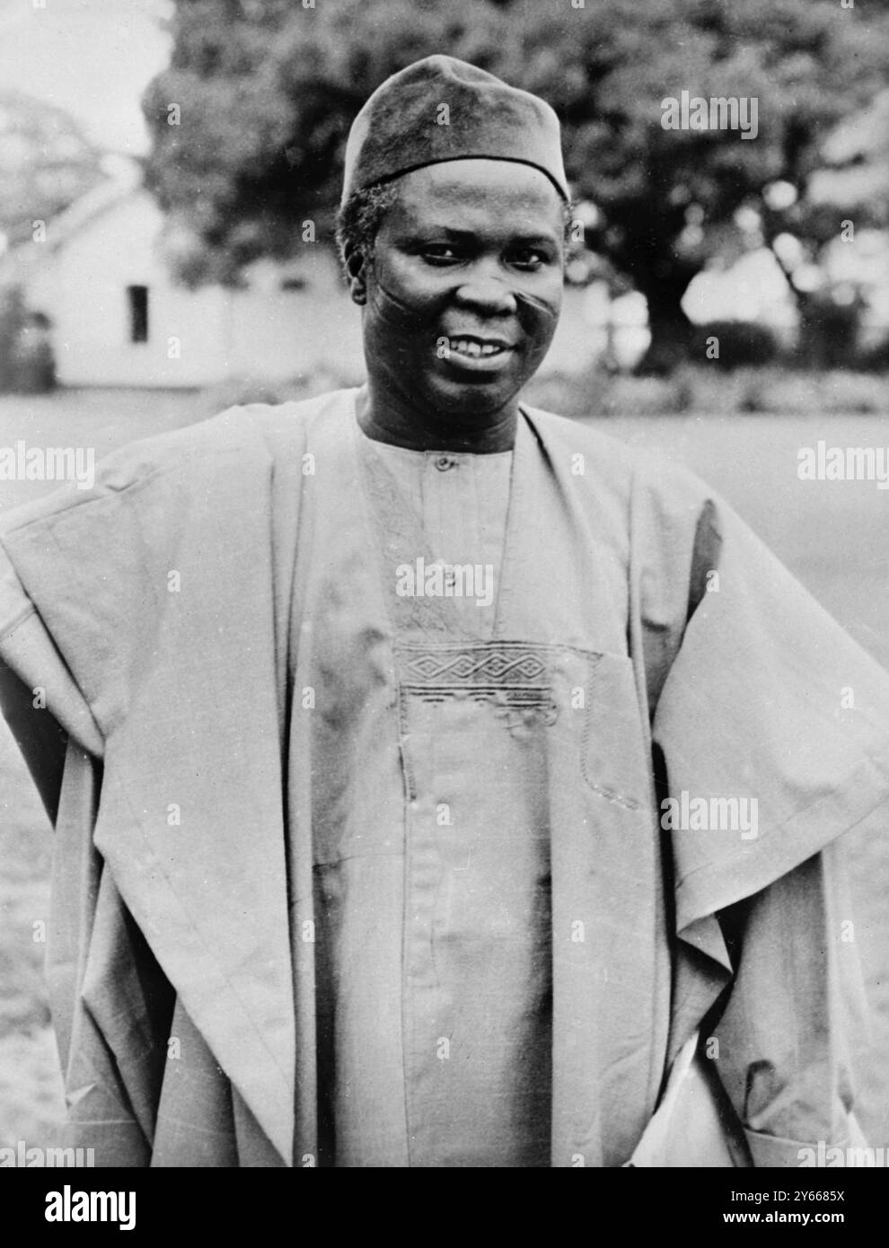 Hon Chief Samuel Ladoke Akintola , Premierminister von Westnigeria , Rechtsanwalt , Zeitungsmann , Lehrer , Politiker , leiter . Der 50-jährige S.L.A., wie er allgemein genannt wird, ist aus Nigerias Unabhängigkeitskampf - der jetzt für den 1. Oktober 1960 geplant ist - als der prominenteste neue führende Führer auf afrikanischem Gebiet hervorgegangen 12. Februar 1960 Stockfoto
