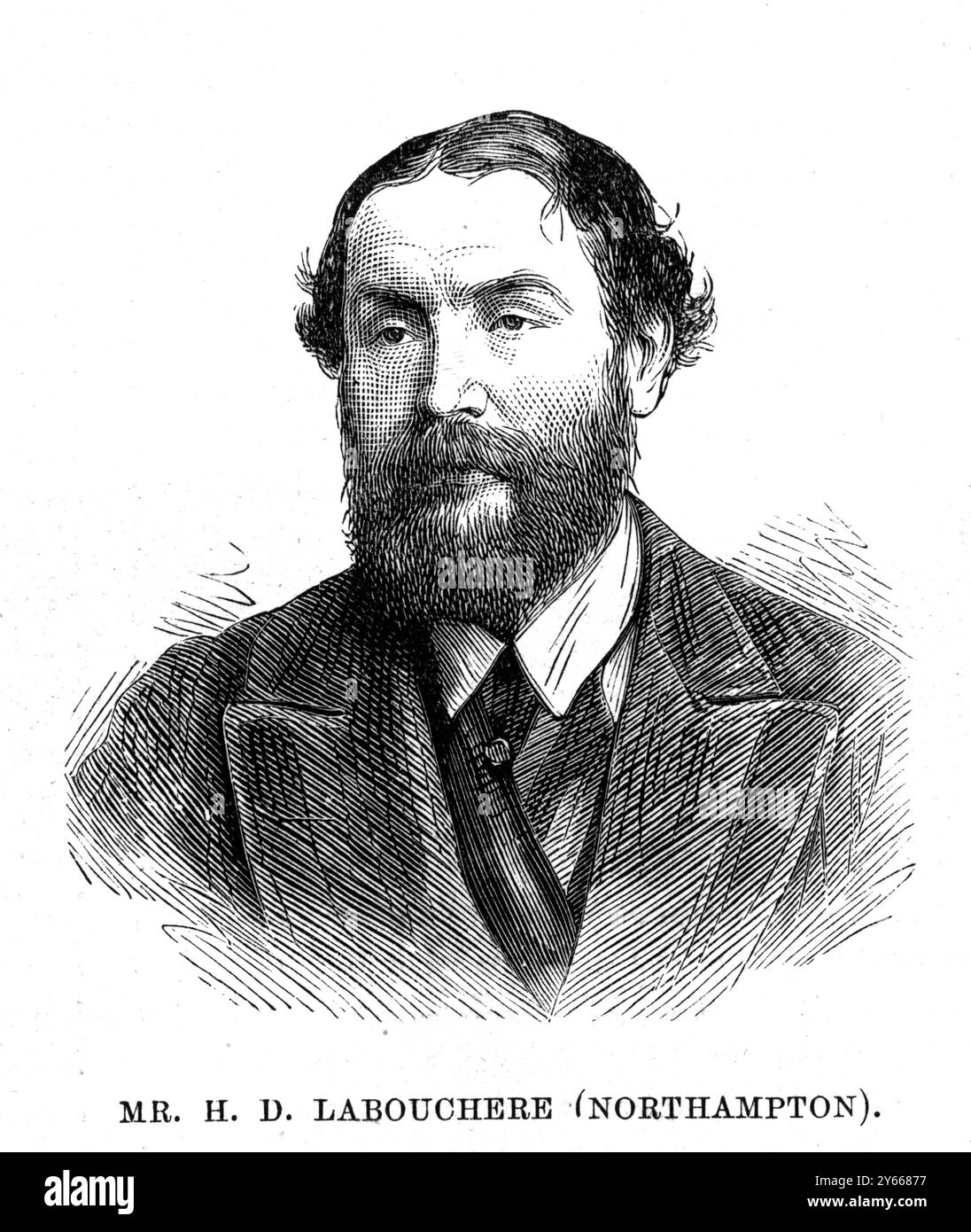 Herr H D Labouchere , Abgeordneter ( Northampton ) , Sohn des verstorbenen Herrn John Labouchere aus Broome Hall , Dorking , Neweffe des verstorbenen Lord Taunton . Seine Mutter ist eine Tochter des verstorbenen Abgeordneten Dupre. Die Ausbildung in Eton war im diplomatischen Dienst 1854-1864 . Ist Inhaber und Herausgeber der Wahrheit. Henry du Pré Labouchère (* 9. November 1831 bis 15. Januar 1912) war ein englischer Politiker, Schriftsteller, Verleger und Theaterbesitzer der viktorianischen und edwardischen Ära. Seit 1868 lebte er mit der Schauspielerin Henrietta Hodson zusammen, die 1887 heiratete.[1] am 19. Juni 1880 Stockfoto