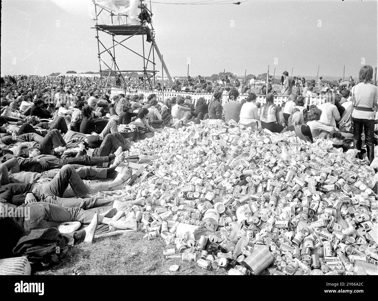Ryde Isle of Wight : 'Tent City' Tausende von Popfans aus aller Welt nahmen an dem Three Day Pop Festival Teil. Höhepunkt ist der große amerikanische Folk-Sänger Bob Dylan.30. August 1969 Stockfoto