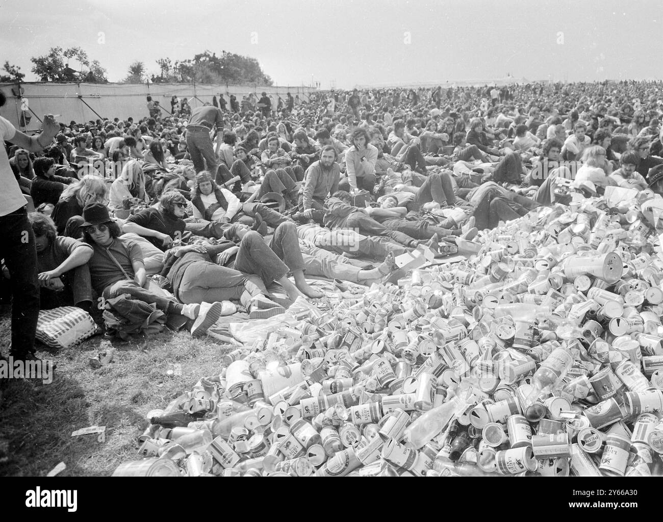 Ryde Isle of Wight : 'Tent City' Tausende von Popfans aus aller Welt nahmen an dem Three Day Pop Festival Teil. Höhepunkt ist der große amerikanische Folk-Sänger Bob Dylan.30. August 1969 Stockfoto