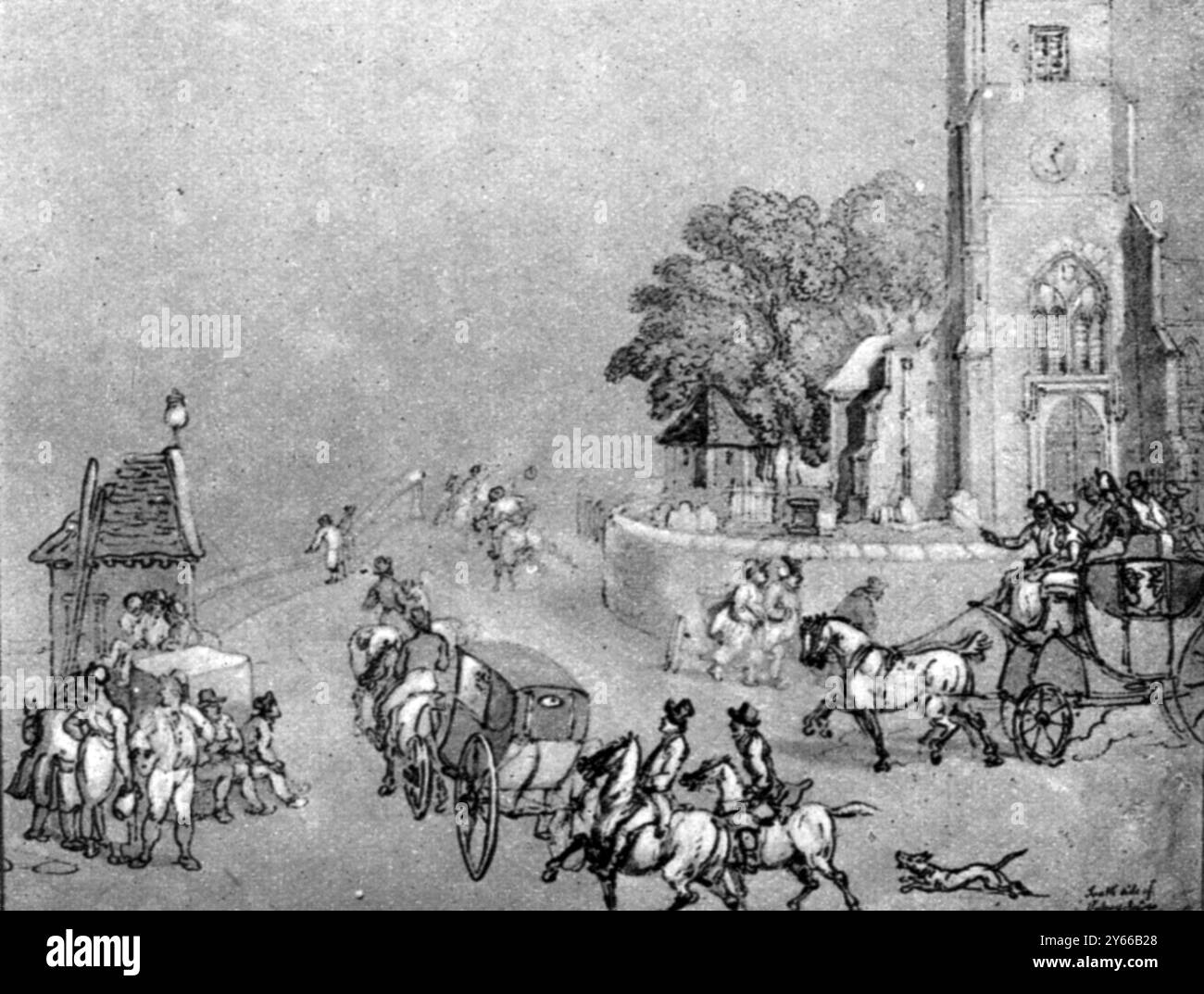 Südseite der Putney Bridge Thomas Rowlandson Stockfoto