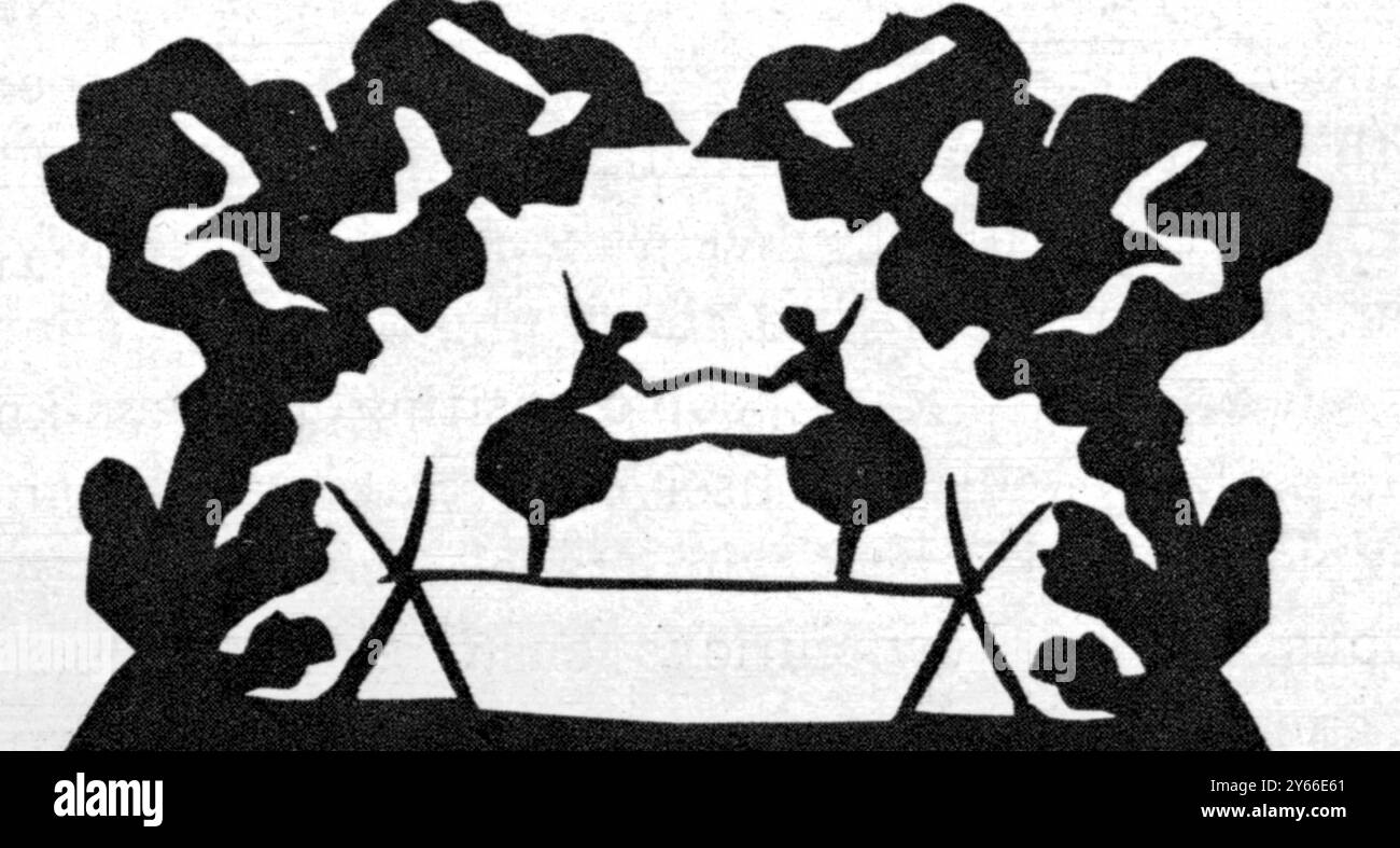 Papierfantasien von Hans Andersen Silhouette Märchen reproduziert aus Hans Anderson The man enge Seiltänzer, die von Hans Andersen in Papier geschnitten wurden, eine Kunst, die er als Kind begreifen konnte, indem er seine Mutter als Stoff plünderte. Hans Christian Andersen, einer der größten Kindergeschichtenerzähler der Welt, wurde als Sohn eines armen Schuhmachers geboren und verbrachte einen Großteil seines frühen Lebens damit, eine formale Ausbildung zu erlangen. Schließlich erlaubte ihm die königliche Schirmherrschaft, eine weiterführende Schule zu besuchen und kurz darauf, 1830, wurde sein erster Gedichtband veröffentlicht. Er ist auf der ganzen Welt berühmt für h Stockfoto