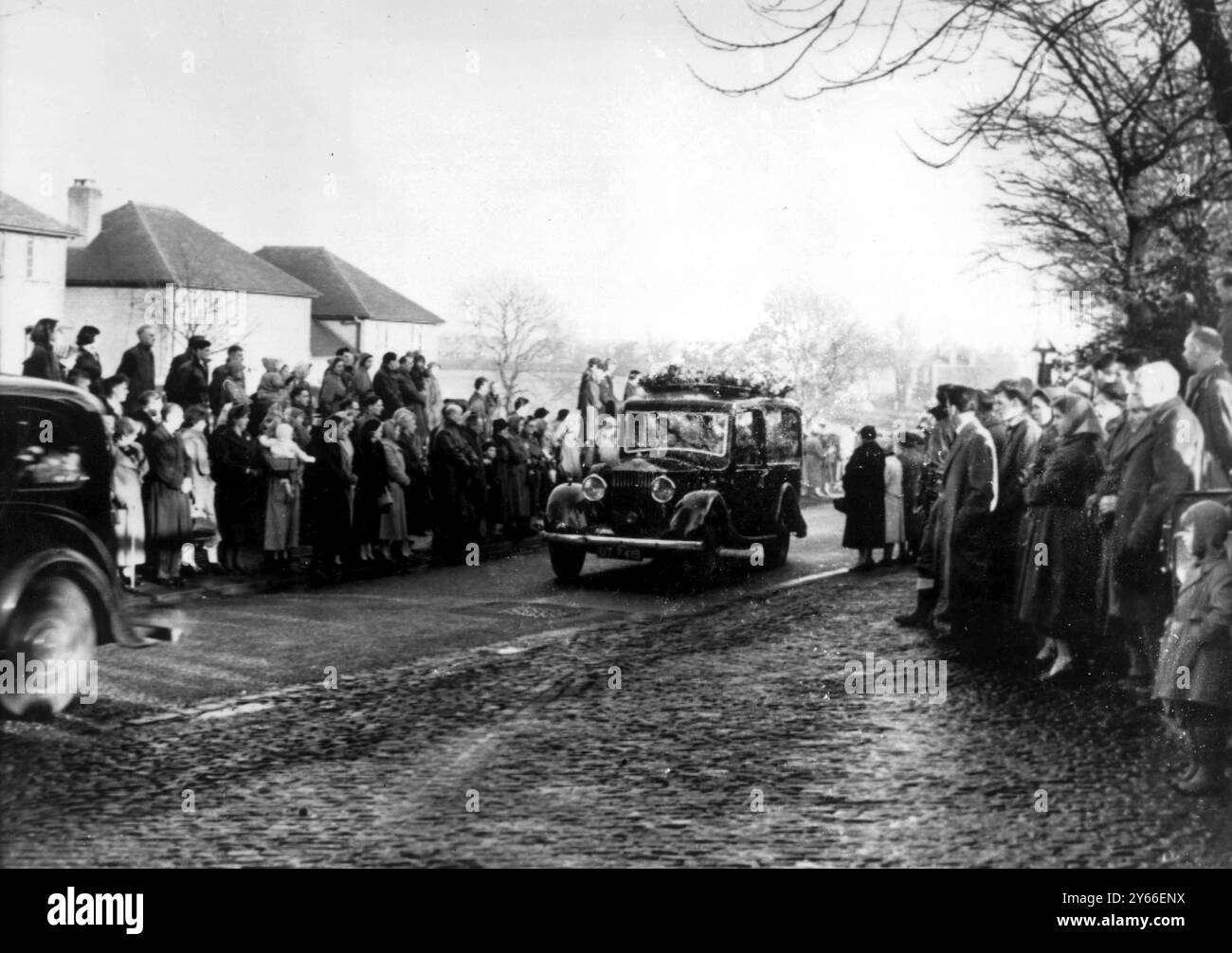 Beerdigung von Manchester United Captain Roger Byrne starb beim Münchner Luftunfall am 6. Februar 1958. Februar 1958. Stockfoto