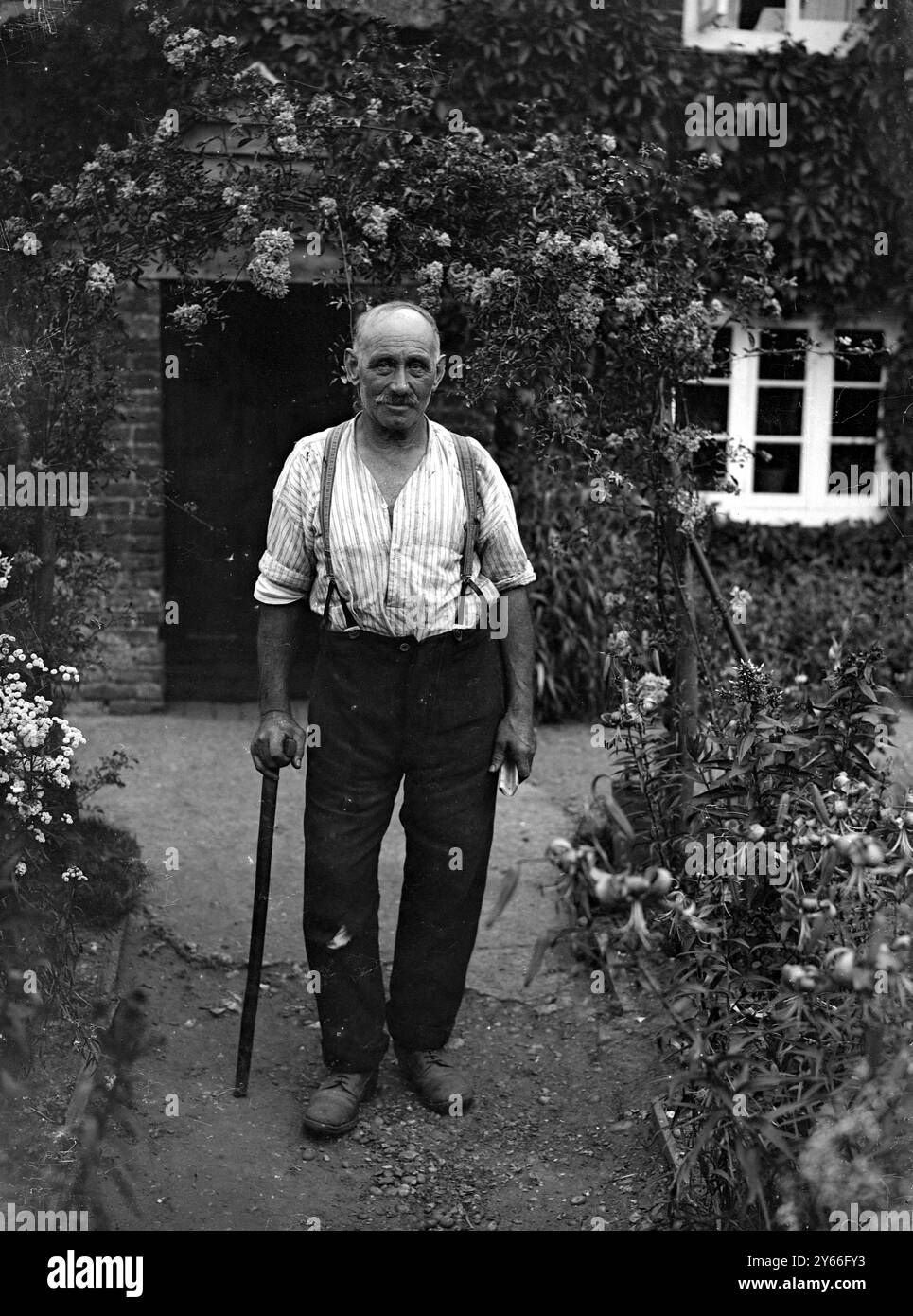 Mr. Edward Rogers in seinem Garten, 6. August 1937 Stockfoto