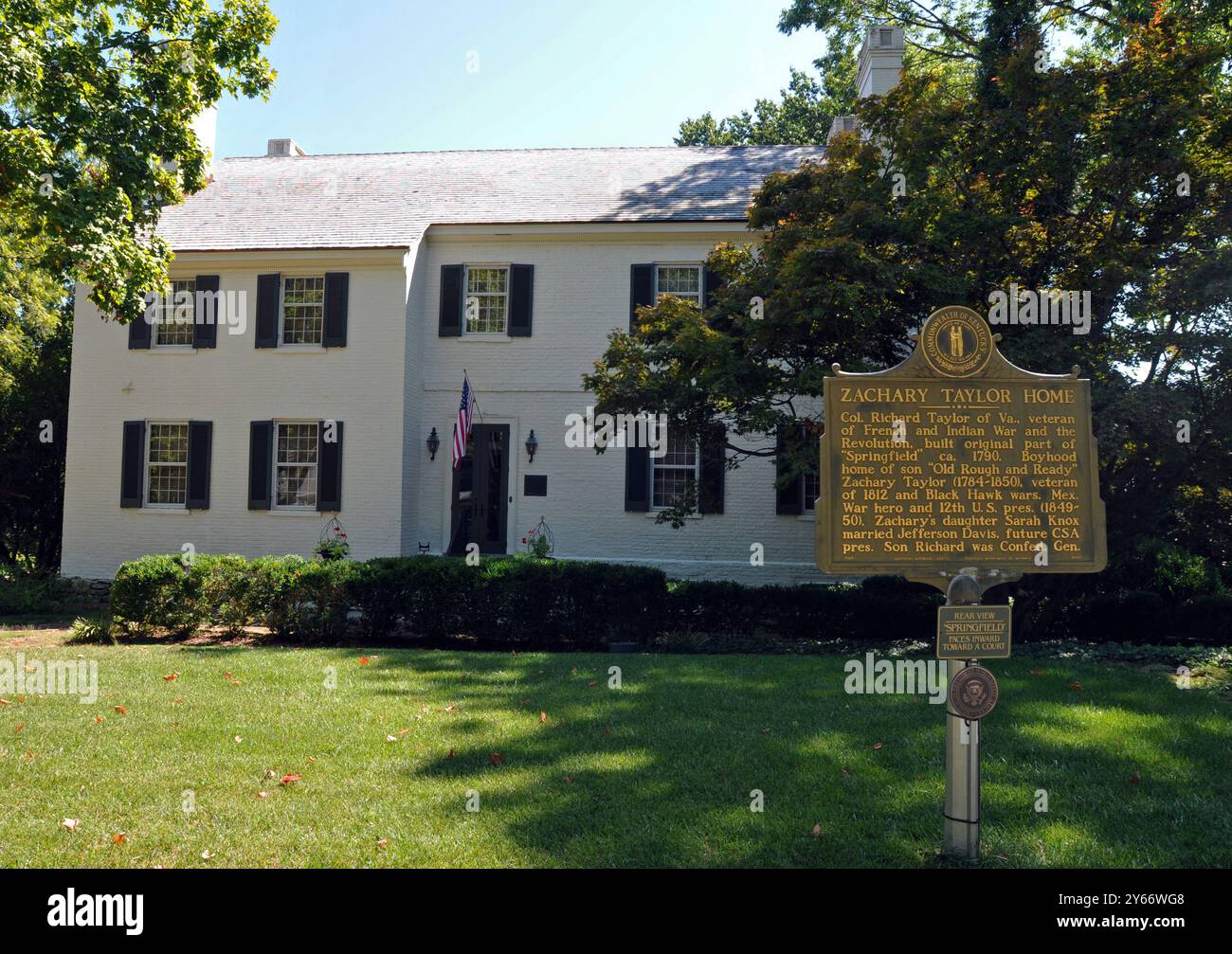 Springfield, das Jugendhaus des US-Präsidenten Zachary Taylor in Louisville, Kentucky. Stockfoto