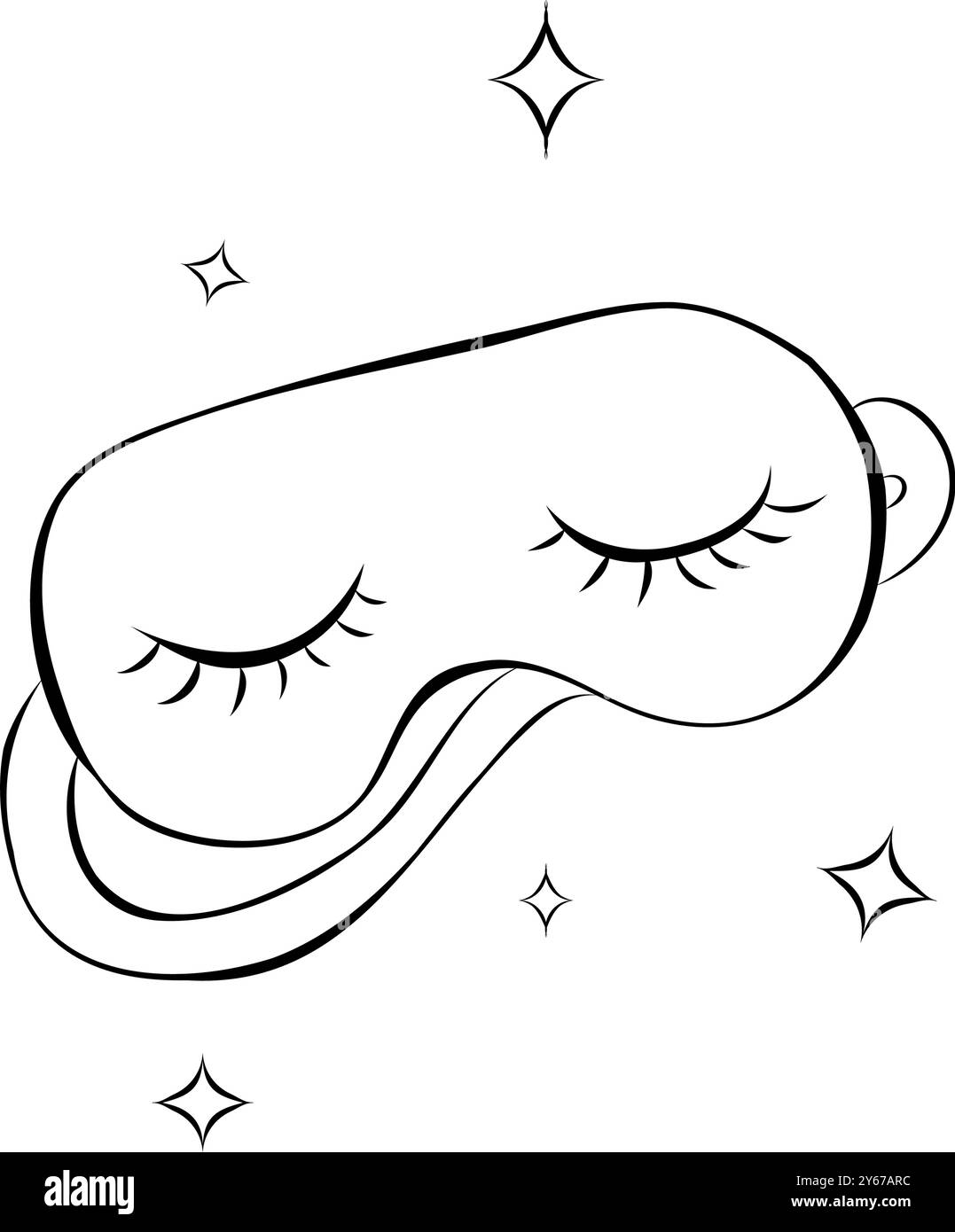 Schlafmaske. Handgezeichnetes Skizzensymbol der Augenmaske für den Schlaf. Isolierte Vektorillustration im Doodle-Line-Stil. Stock Vektor