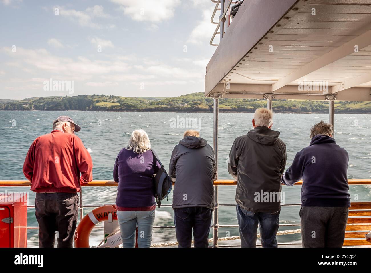 Passagiere an Bord des Raddampfers „Waverley“, Bristol Channel, Großbritannien Stockfoto