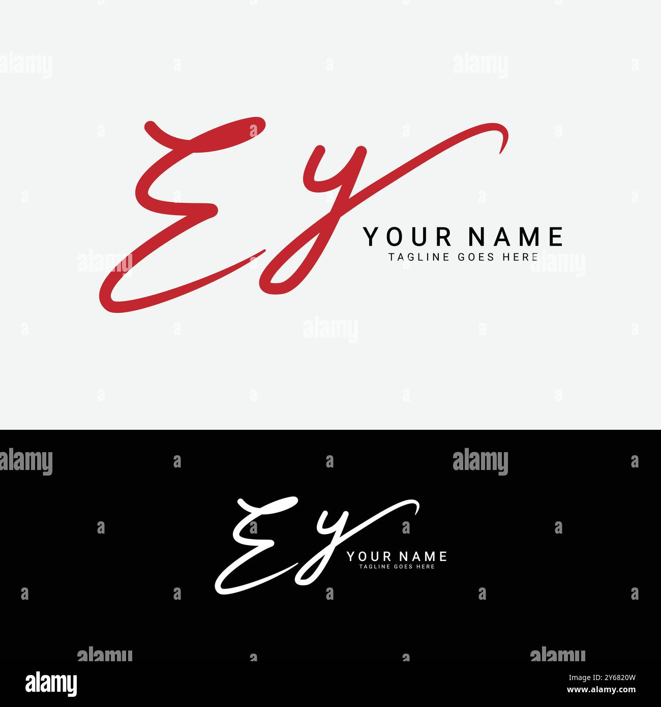 E, Y, EY Anfangsbuchstabe Logo. Handgeschriebenes Logo mit EY-Schriftzug Stock Vektor