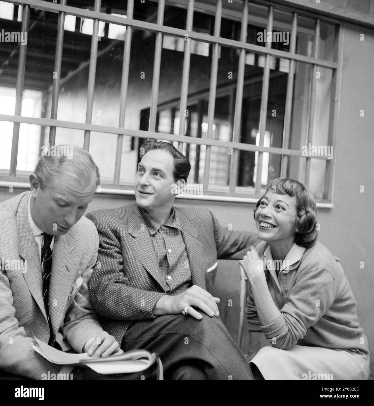 SID Caesar Comedian mit Gummigesicht aus Amerika ist für das britische Fernsehen angemeldet. Mai 1958 Stockfoto