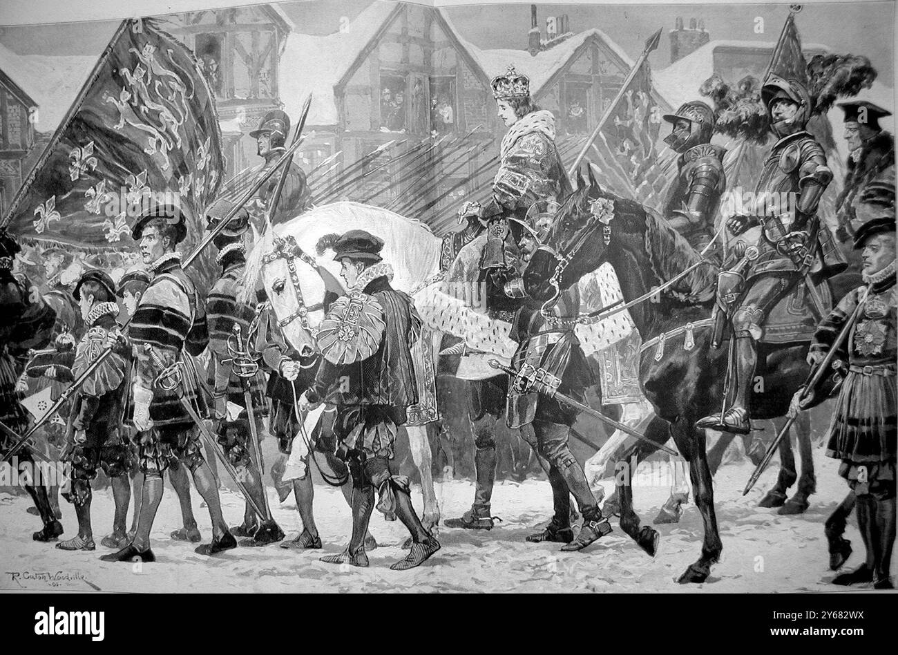 Krönungen des englischen Souveräns Eduard VI. Die Prozession Eduards VI. Durch London am 20. Februar 1547 Stockfoto