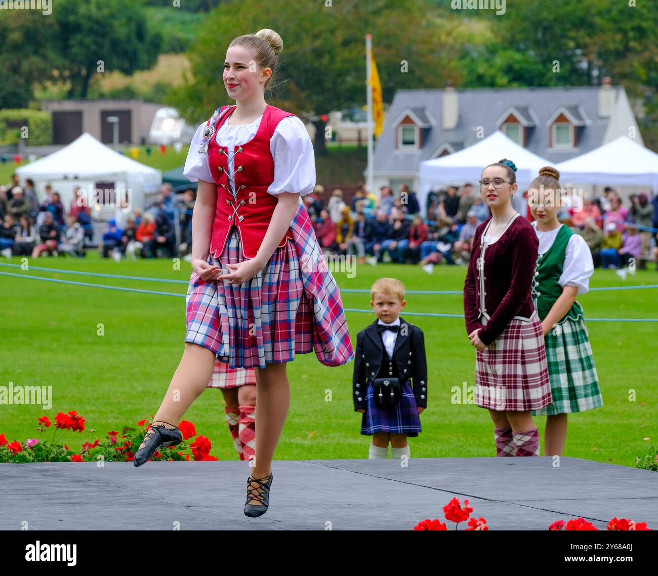 Highland Dancing im Glenurquhart Highland Gathering and Games, Drumnadrochit Stockfoto