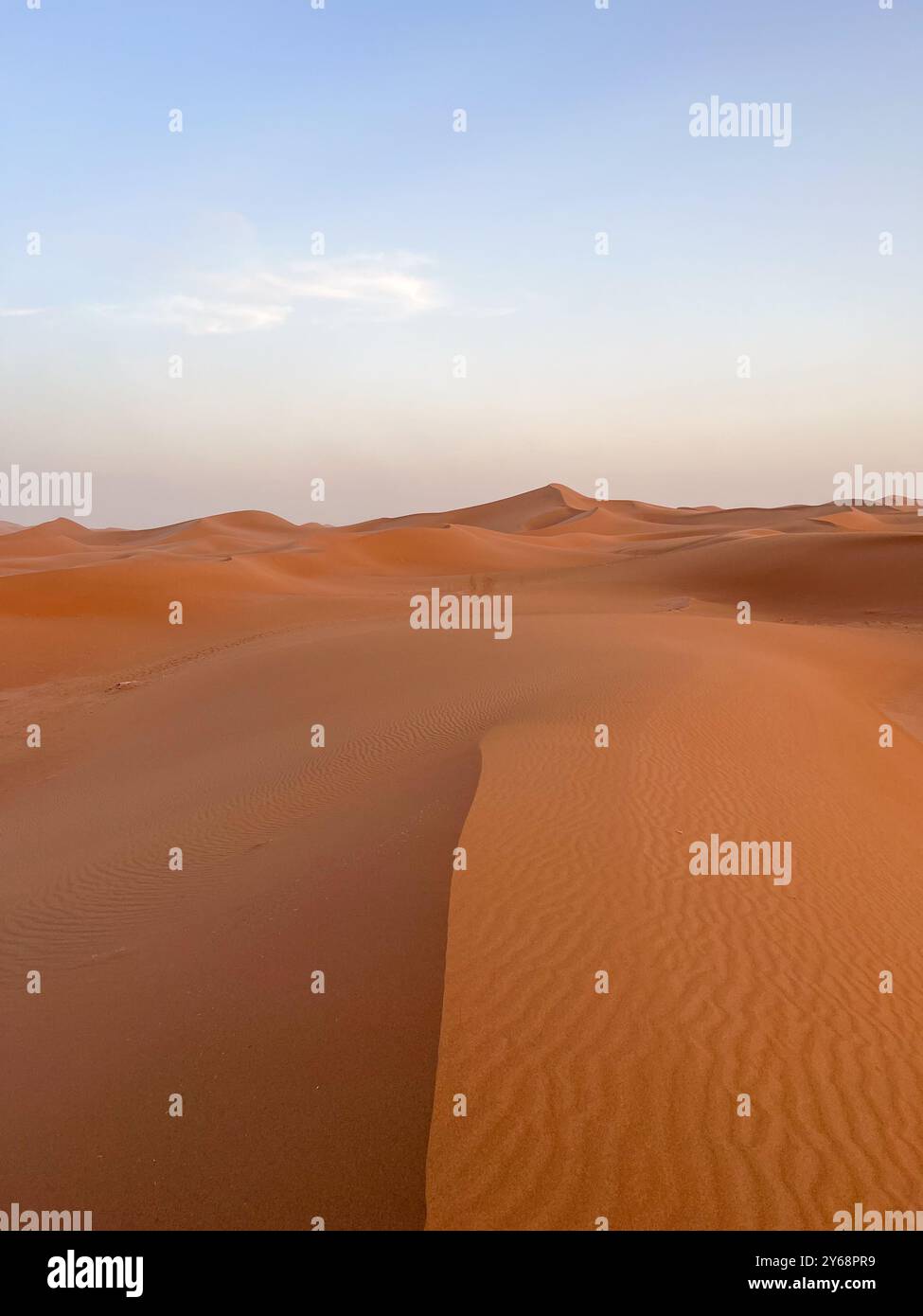 Gelbe Sanddünen von Erg Chegaga, Sahara-Wüste, Marokko Stockfoto