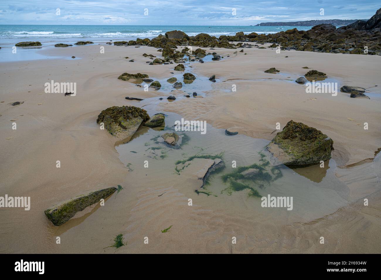 Plage de Saint-Pabu in der Bretagne, Frankreich Stockfoto