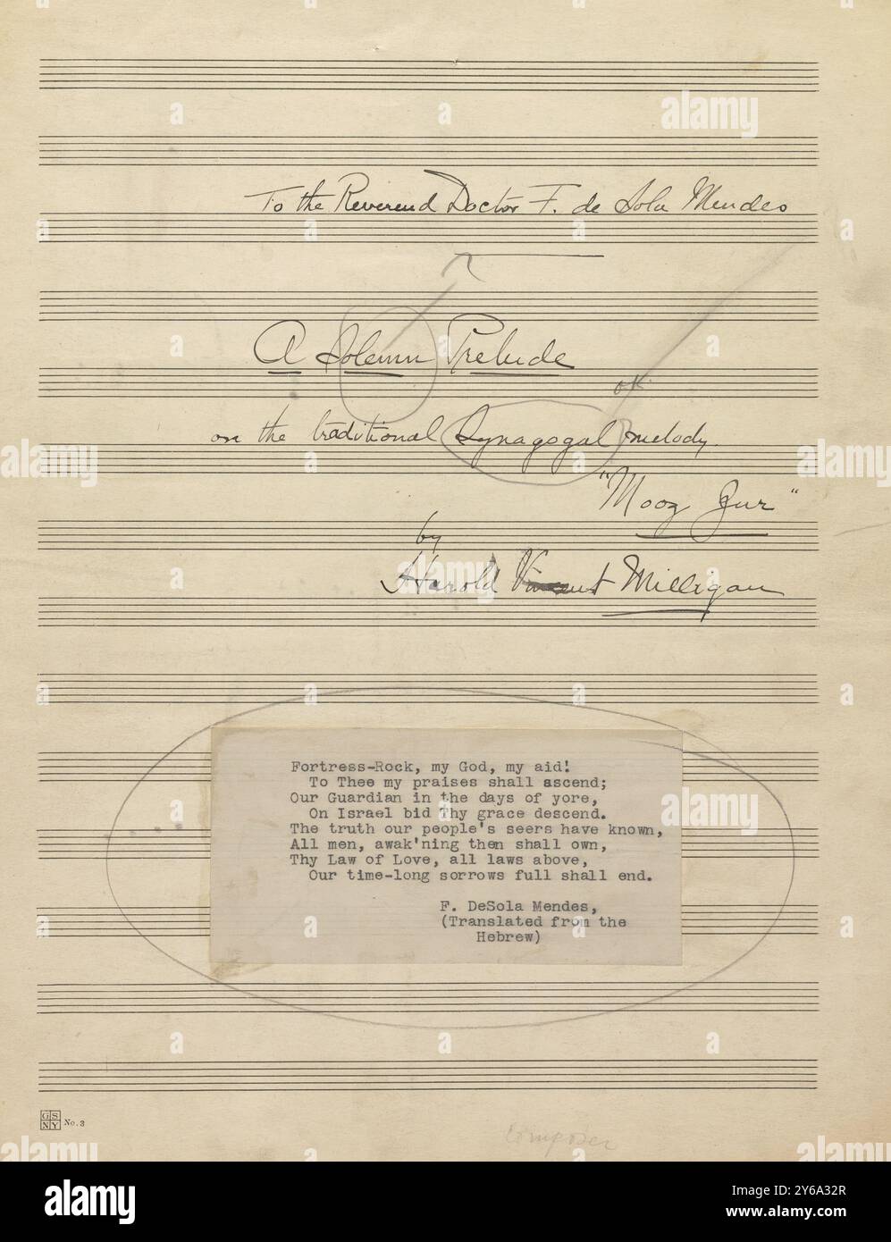 Musik 1800–1900; Musikmanuskripte; Milligan, Harold Vincent. Ein feierlicher Auftakt, Milligan, Harold Vincent., 1800 - 1900, Schmidt, Arthur Paul, Musikverlag, populäre Musik, Schreiben und Veröffentlichen, Noten, Music, United States, 19th Century, Music, United States, Manuskripte, Usa, Manuskripte Stockfoto