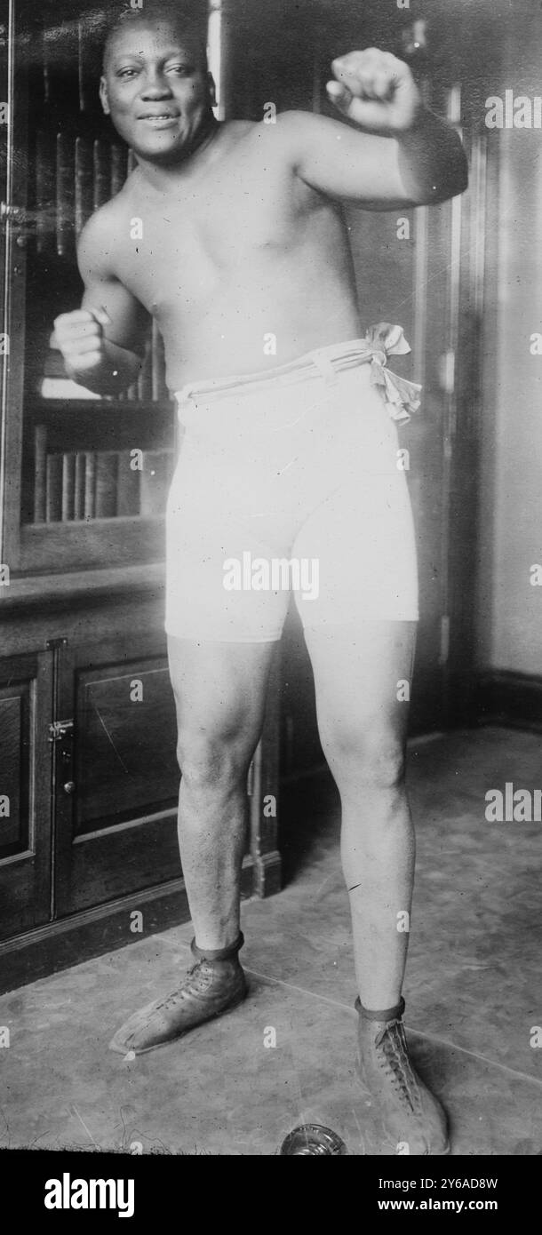 Jack Johnson, zwischen ca. 1910 und ca. 1915, Boxen, Glasnegative, 1 negativ: Glas; 5 x 7 Zoll Oder kleiner. Stockfoto