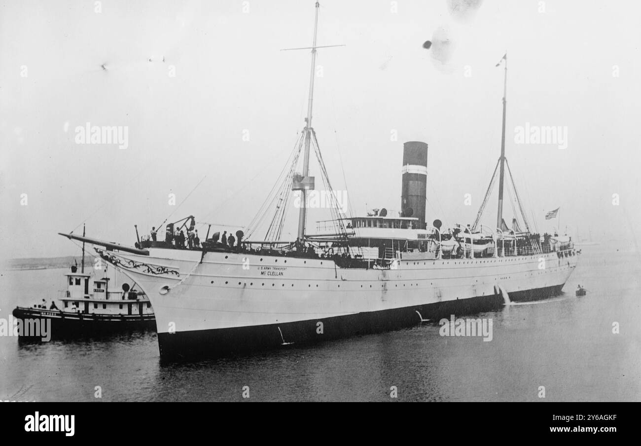 McClellan, Foto zeigt das Transportschiff McClellan., zwischen ca. 1910 und ca. 1915, Glasnegative, 1 negativ: Glas; 5 x 7 Zoll Oder kleiner. Stockfoto