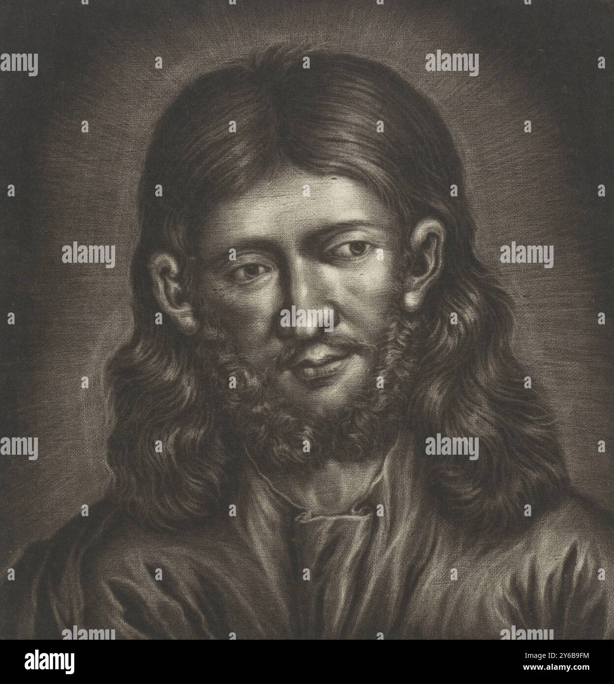 Christ, Druck, Druckerei: Jan van Somer, nach Malerei von: Rembrandt van Rijn, (auf dem Objekt erwähnt), 1655 - 1700, Papier, Höhe, 170 mm x Breite, 160 mm Stockfoto