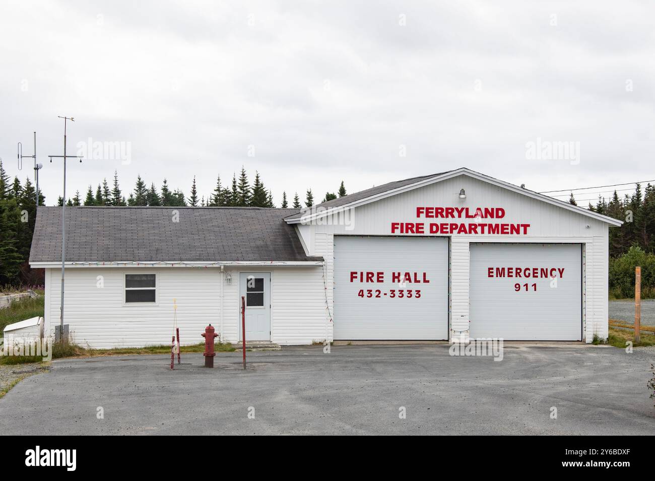 Feuerwehr auf NL 10 in Ferryland, Neufundland & Labrador, Kanada Stockfoto