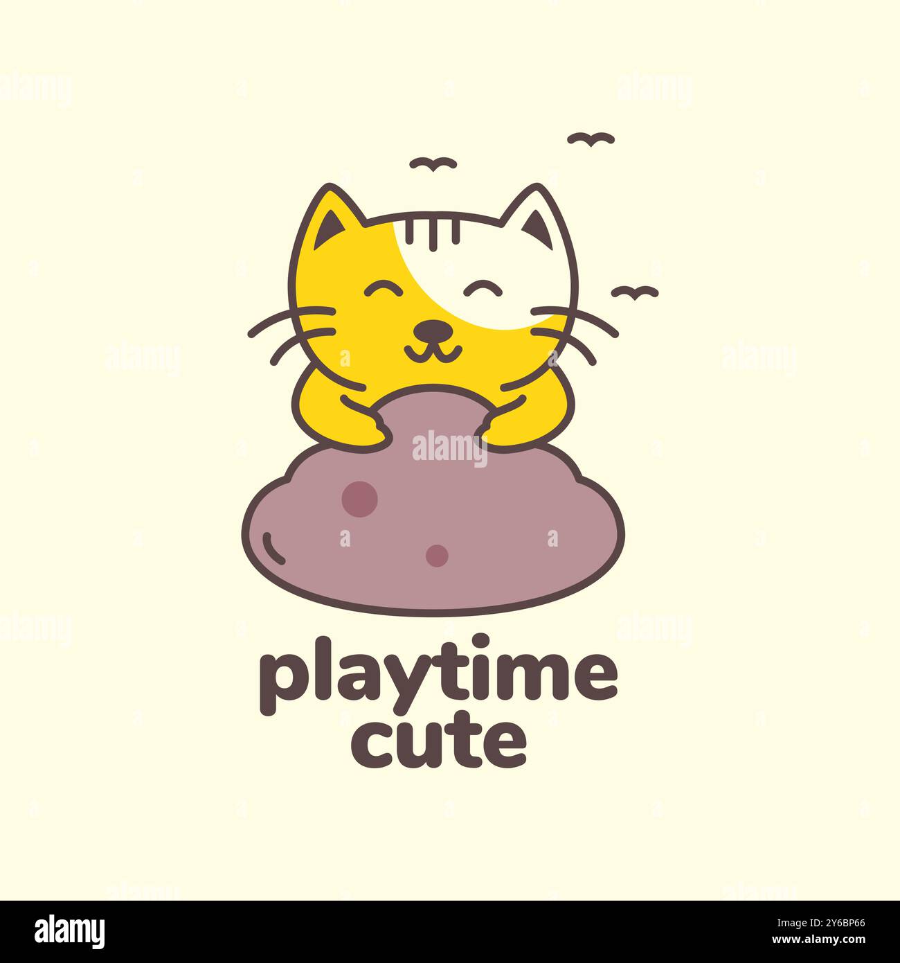 Katze Haustiere, die Sand spielen nette bunte Maskottchen Zeichentrick-Logo-Vektor-Icon Illustration Stock Vektor