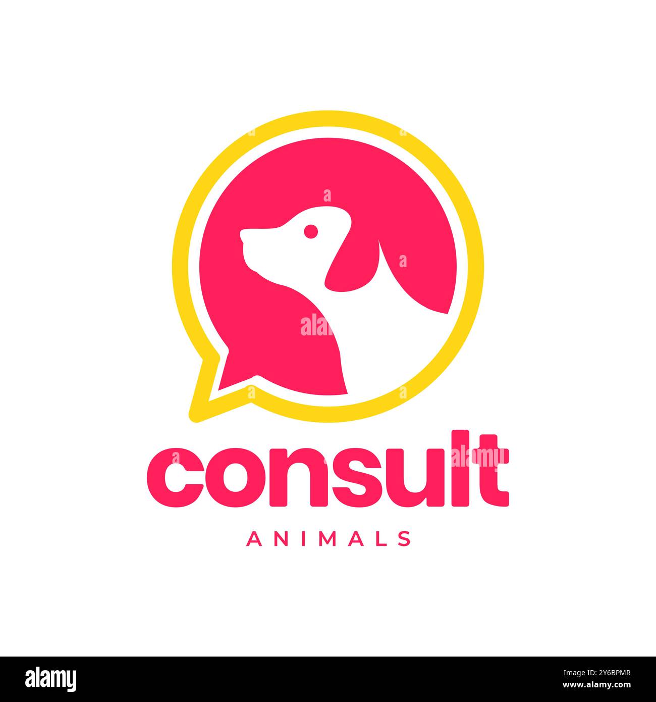 Hund Haustiere Pflege beraten Talk Klinik Tierarzt Bunte moderne minimale Maskottchen Logo Vektor Icon Illustration Stock Vektor
