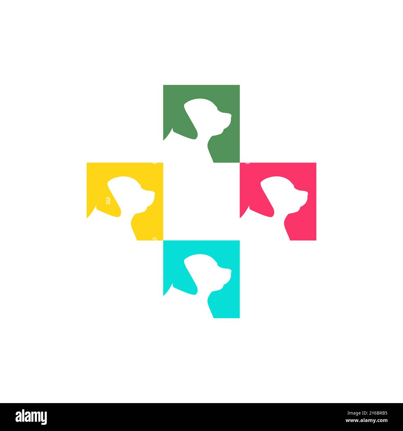 Hund Haustiere Pflege medizinische Klinik Tierarzt Bunte moderne minimale Maskottchen Logo Vektor Icon Illustration Stock Vektor