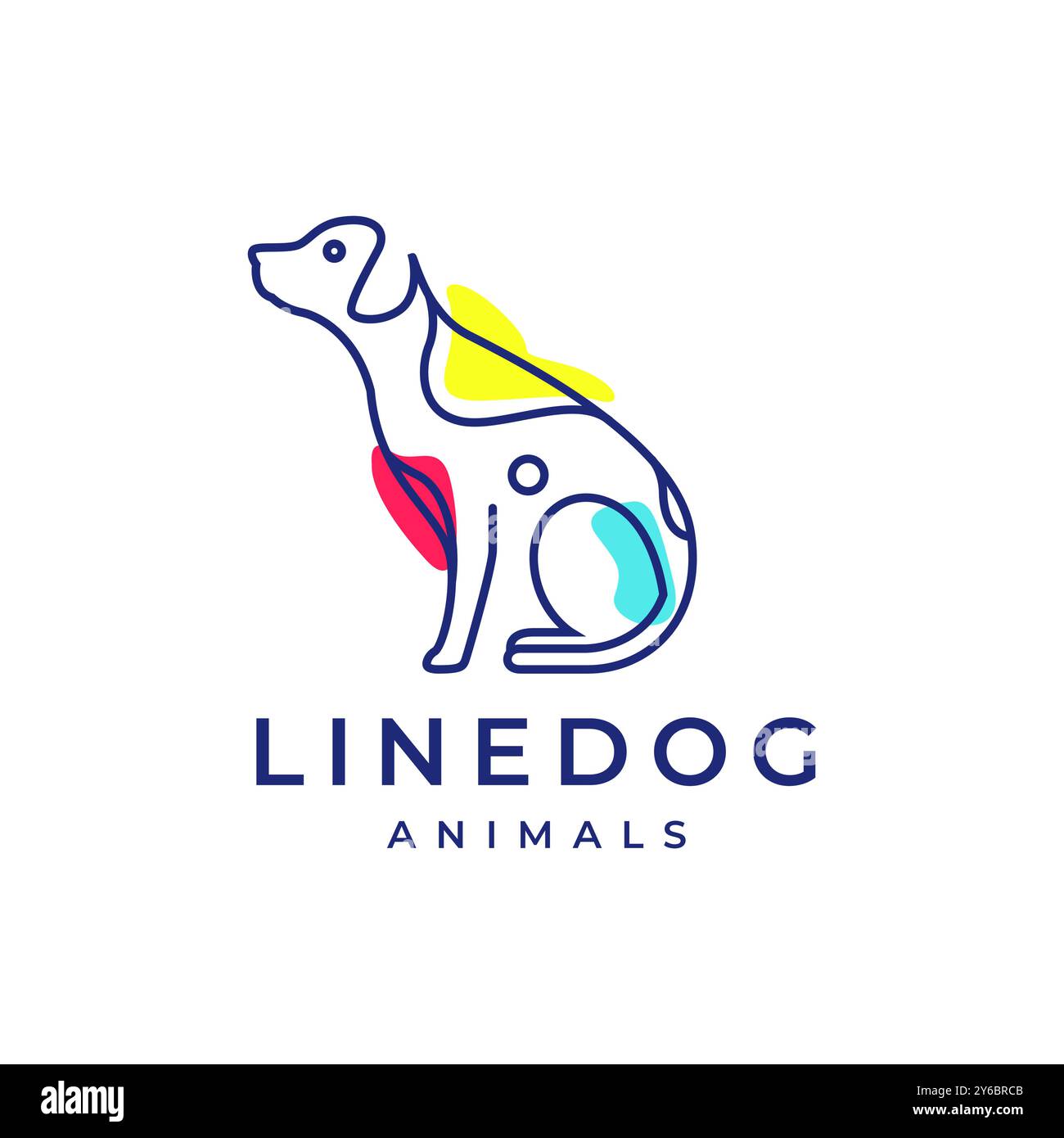 labrador Retriever Hund Haustiere Linien abstrakte bunte minimale moderne Maskottchen Logo Icon Vektor Illustration Stock Vektor