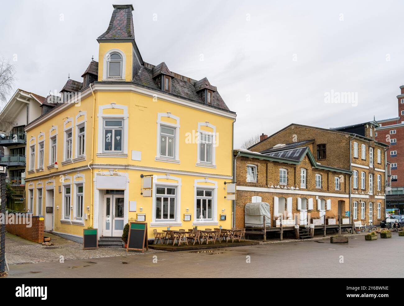 Eindruck von Kappeln, einer Stadt in Schleswig-Holstein in Norddeutschland Stockfoto