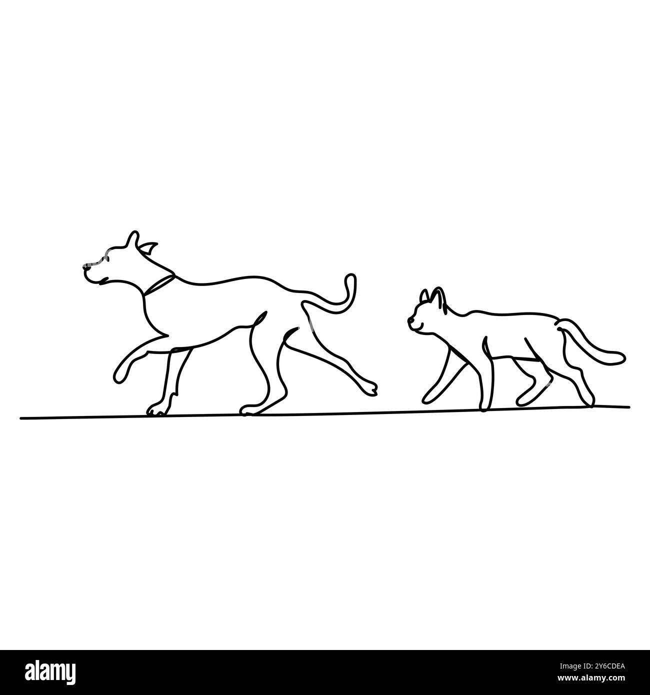Cat & DOG Line Art. 08. Gute Verwendung für Symbol, Logo, Websymbol, Maskottchen, Malbuch, Zeichen oder eine beliebige Konstruktion, die Sie für den Vektor der kontinuierlichen Linienzeichnung benötigen Stock Vektor
