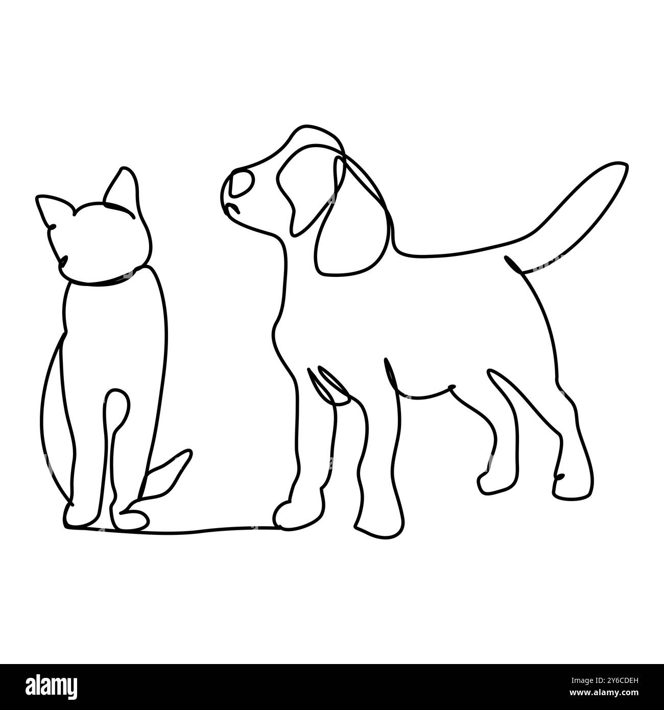 Cat & DOG Line Art. 08. Gute Verwendung für Symbol, Logo, Websymbol, Maskottchen, Malbuch, Zeichen oder eine beliebige Konstruktion, die Sie für den Vektor der kontinuierlichen Linienzeichnung benötigen Stock Vektor