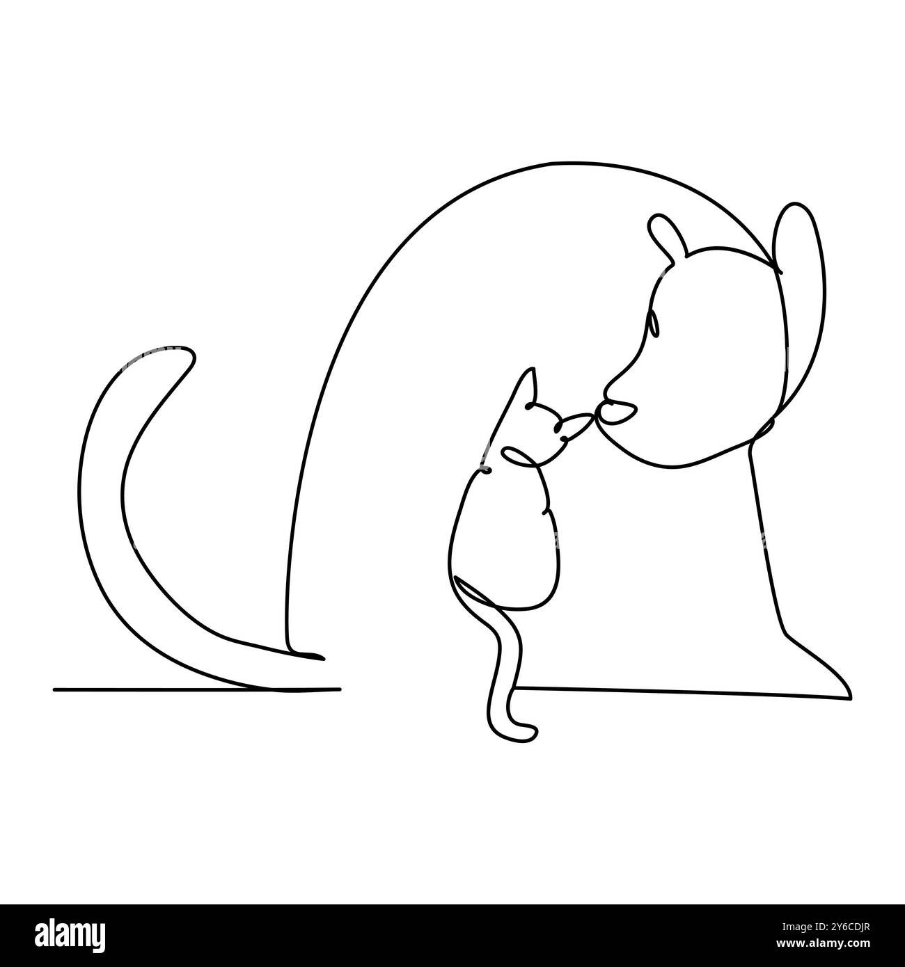 Cat & DOG Line Art. 08. Gute Verwendung für Symbol, Logo, Websymbol, Maskottchen, Malbuch, Zeichen oder eine beliebige Konstruktion, die Sie für den Vektor der kontinuierlichen Linienzeichnung benötigen Stock Vektor