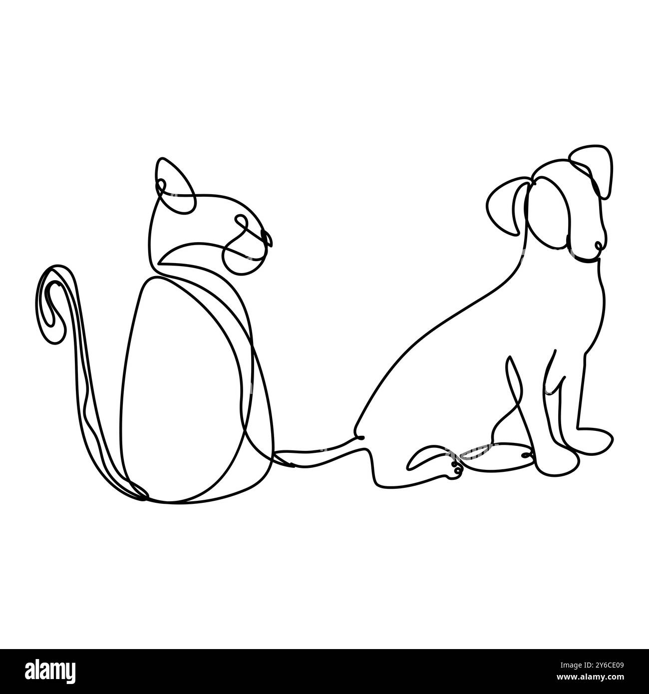Cat & DOG Line Art. 08. Gute Verwendung für Symbol, Logo, Websymbol, Maskottchen, Malbuch, Zeichen oder eine beliebige Konstruktion, die Sie für den Vektor der kontinuierlichen Linienzeichnung benötigen Stock Vektor
