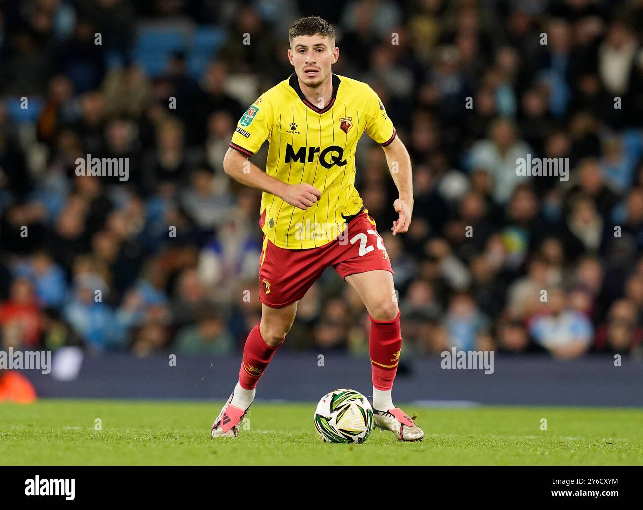 Manchester, Großbritannien. September 2024. James Morris aus Watford während des Carabao Cup-Spiels im Etihad Stadium in Manchester. Der Bildnachweis sollte lauten: Andrew Yates/Sportimage Credit: Sportimage Ltd/Alamy Live News Stockfoto