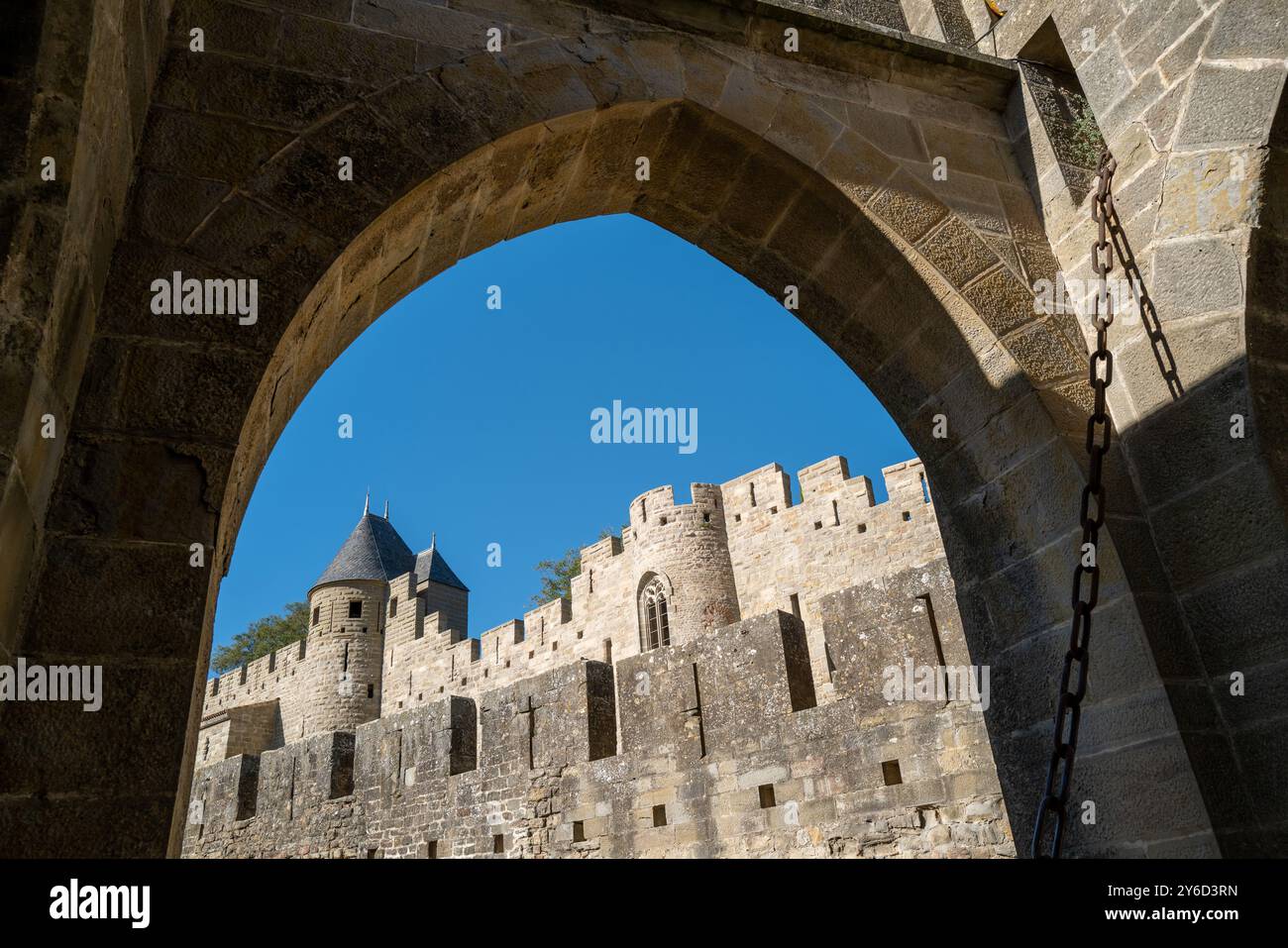 Carcassonne (Südfrankreich): Weinberge vor der mittelalterlichen Stadt Stockfoto