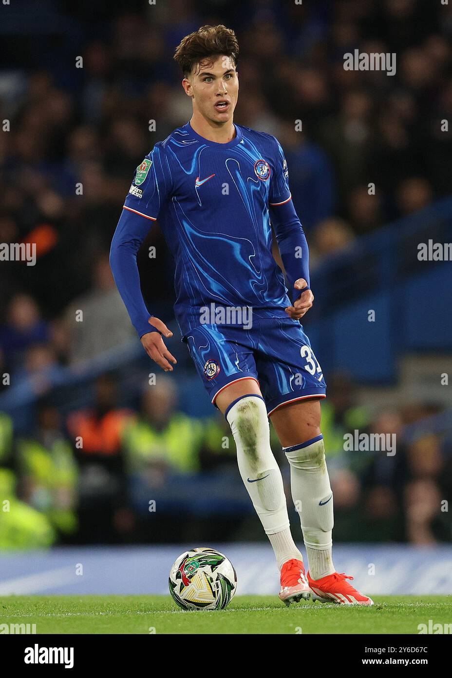 London, Großbritannien. September 2024. Chelsea's Cesare Casadei während des Carabao Cup-Spiels in Stamford Bridge, London. Der Bildnachweis sollte lauten: Paul Terry/Sportimage Credit: Sportimage Ltd/Alamy Live News Stockfoto