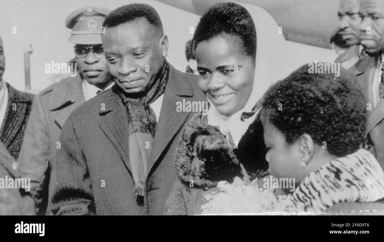 PREMIERMINISTER DER DEMOKRATISCHEN REPUBLIK KONGO, CYRILLE ADOULA, IN BRÜSSEL; 25. FEBRUAR 1963 Stockfoto