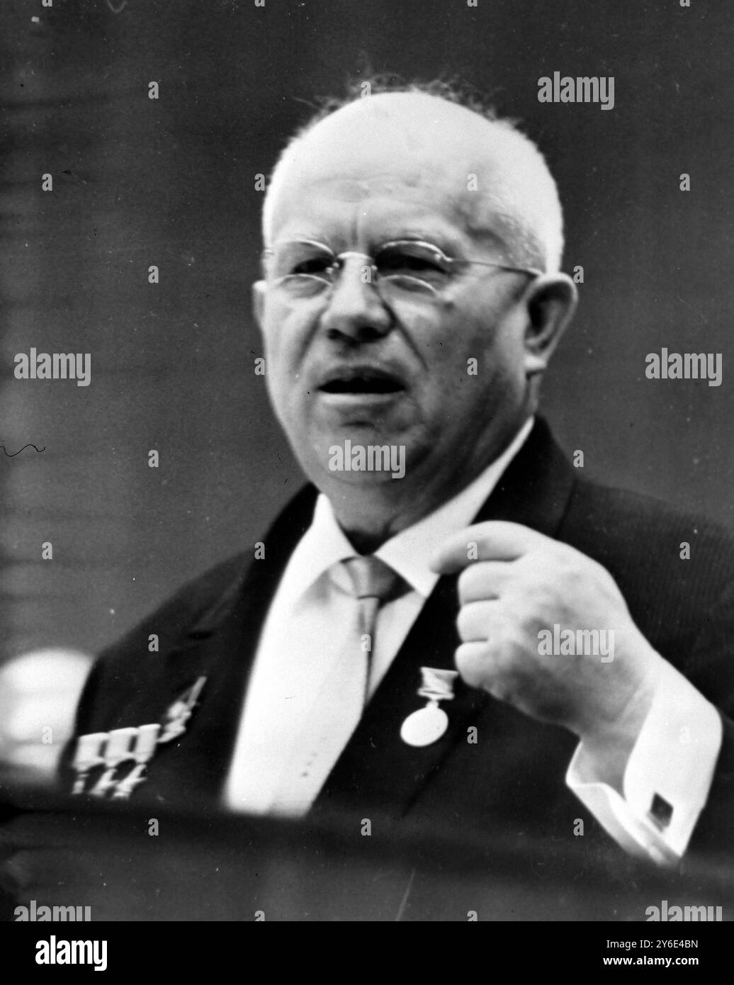 SOWJETISCHER PREMIERMINISTER NIKITA CHRUSCHTSCHOW AUF DER KONFERENZ DER KOMMUNISTISCHEN PARTEI DER DDR / ; 16. JANUAR 1963 Stockfoto