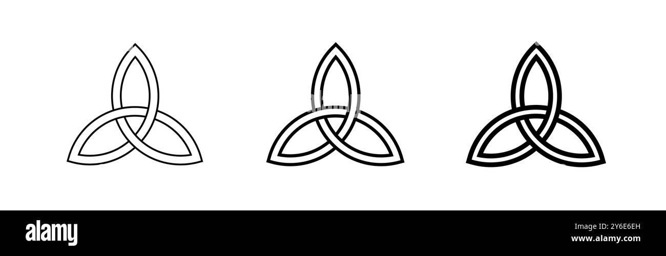 Wikinger-schwarzes Triquetra. Antike keltische Knoten. Heidnisches religiöses Symbol. Stock Vektor