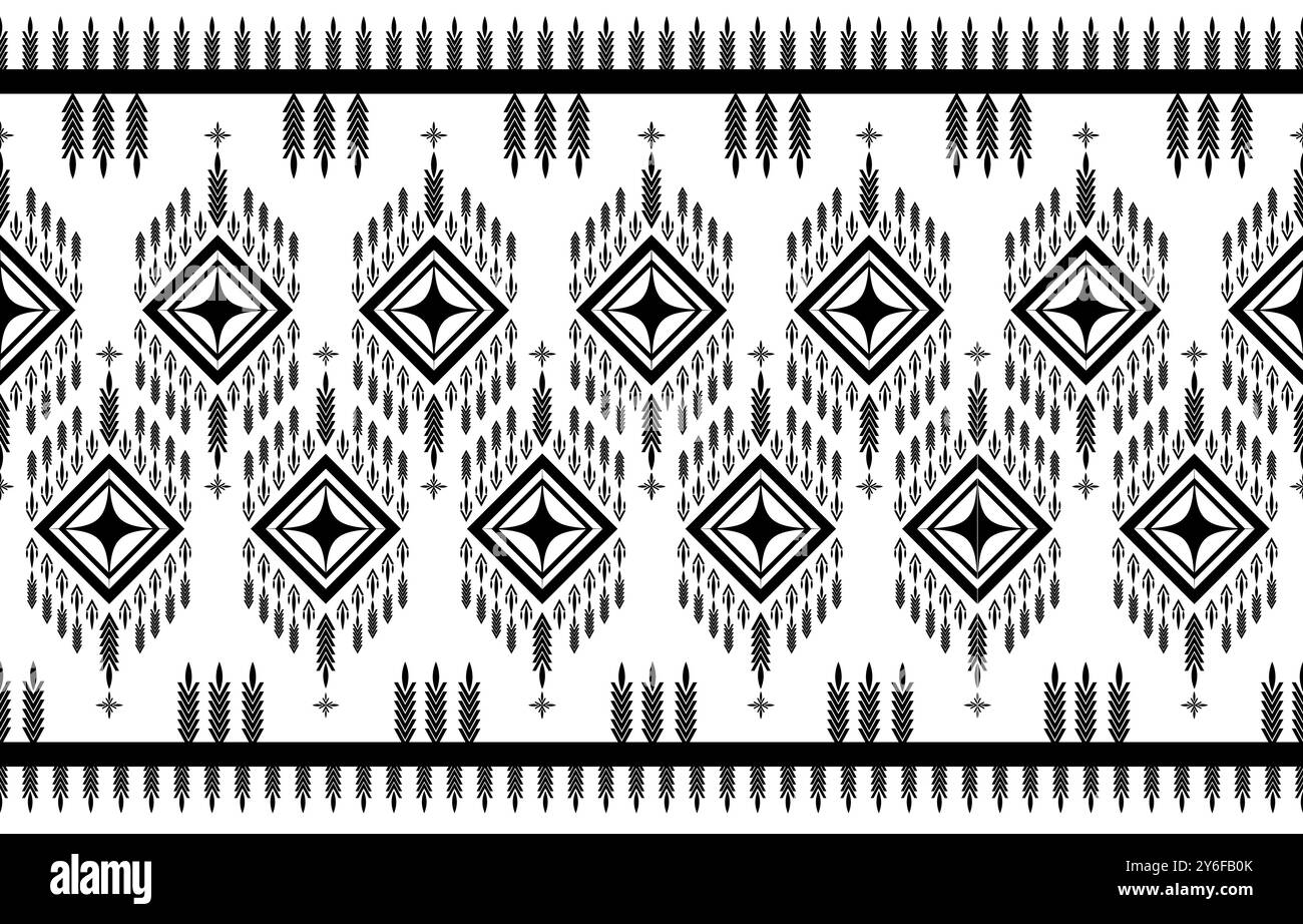 Einfarbiges geometrisches Muster Klassisches ethnisches Textildesign mit Diamantmotiven traditionelle und dekorative Stoffkunst Stock Vektor